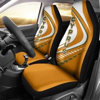 Cyprus Car Seat Cover with Orange White Abstract Streak Design and Flag Emblem - Wonder Print Shop