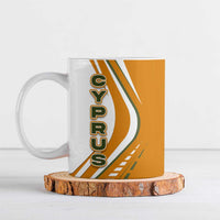 Cyprus Ceramic Mug with Orange White Abstract Streak Design and Flag Emblem - Wonder Print Shop