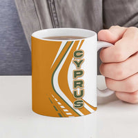 Cyprus Ceramic Mug with Orange White Abstract Streak Design and Flag Emblem - Wonder Print Shop