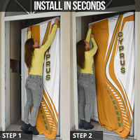 Cyprus Door Cover with Orange White Abstract Streak Design and Flag Emblem - Wonder Print Shop