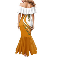 Cyprus Family Matching Mermaid Dress and Hawaiian Shirt with Orange White Abstract Streak Design and Flag Emblem - Wonder Print Shop