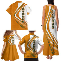 Cyprus Family Matching Tank Maxi Dress and Hawaiian Shirt with Orange White Abstract Streak Design and Flag Emblem - Wonder Print Shop