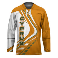 Cyprus Hockey Jersey with Orange White Abstract Streak Design and Flag Emblem - Wonder Print Shop