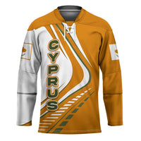 Cyprus Hockey Jersey with Orange White Abstract Streak Design and Flag Emblem - Wonder Print Shop