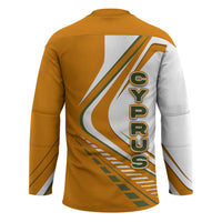 Cyprus Hockey Jersey with Orange White Abstract Streak Design and Flag Emblem - Wonder Print Shop