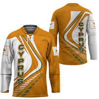 Cyprus Hockey Jersey with Orange White Abstract Streak Design and Flag Emblem - Wonder Print Shop