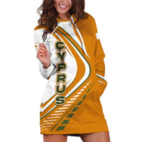 Cyprus Hoodie Dress with Orange White Abstract Streak Design and Flag Emblem - Wonder Print Shop