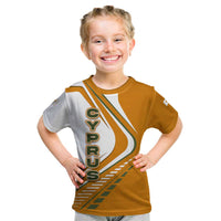 Cyprus Kid T Shirt with Orange White Abstract Streak Design and Flag Emblem - Wonder Print Shop