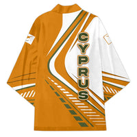 Cyprus Kimono with Orange White Abstract Streak Design and Flag Emblem - Wonder Print Shop