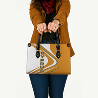 Cyprus Leather Bag with Orange White Abstract Streak Design and Flag Emblem - Wonder Print Shop