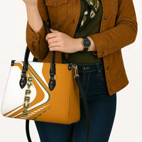 Cyprus Leather Bag with Orange White Abstract Streak Design and Flag Emblem - Wonder Print Shop