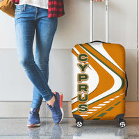 Cyprus Luggage Cover with Orange White Abstract Streak Design and Flag Emblem - Wonder Print Shop