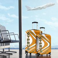 Cyprus Luggage Cover with Orange White Abstract Streak Design and Flag Emblem - Wonder Print Shop