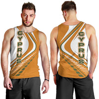 Cyprus Men Tank Top with Orange White Abstract Streak Design and Flag Emblem - Wonder Print Shop