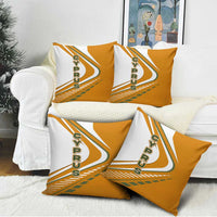 Cyprus Pillow Cover with Orange White Abstract Streak Design and Flag Emblem - Wonder Print Shop