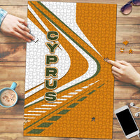 Cyprus Puzzle with Orange White Abstract Streak Design and Flag Emblem - Wonder Print Shop