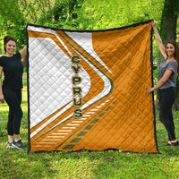 Cyprus Quilt with Orange White Abstract Streak Design and Flag Emblem - Wonder Print Shop