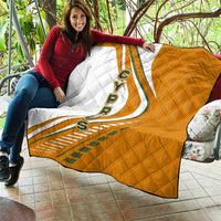 Cyprus Quilt with Orange White Abstract Streak Design and Flag Emblem - Wonder Print Shop
