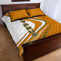 Cyprus Quilt Bed Set with Orange White Abstract Streak Design and Flag Emblem - Wonder Print Shop