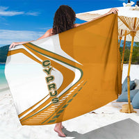 Cyprus Sarong with Orange White Abstract Streak Design and Flag Emblem - Wonder Print Shop