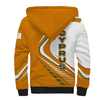 Cyprus Sherpa Hoodie with Orange White Abstract Streak Design and Flag Emblem - Wonder Print Shop