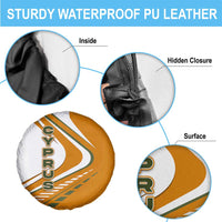 Cyprus Spare Tire Cover with Orange White Abstract Streak Design and Flag Emblem - Wonder Print Shop