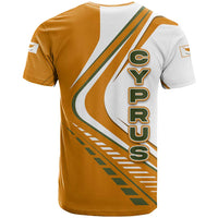 Cyprus T Shirt with Orange White Abstract Streak Design and Flag Emblem - Wonder Print Shop