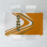 Cyprus Tablecloth with Orange White Abstract Streak Design and Flag Emblem - Wonder Print Shop