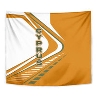 Cyprus Tapestry with Orange White Abstract Streak Design and Flag Emblem - Wonder Print Shop