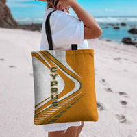 Cyprus Tote Bag with Orange White Abstract Streak Design and Flag Emblem - Wonder Print Shop