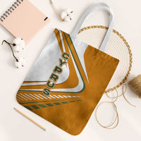 Cyprus Tote Bag with Orange White Abstract Streak Design and Flag Emblem - Wonder Print Shop