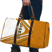 Cyprus Travel Bag with Orange White Abstract Streak Design and Flag Emblem - Wonder Print Shop
