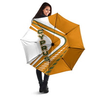 Cyprus Umbrella with Orange White Abstract Streak Design and Flag Emblem - Wonder Print Shop