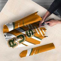 Cyprus Umbrella with Orange White Abstract Streak Design and Flag Emblem - Wonder Print Shop