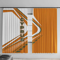 Cyprus Window Curtain with Orange White Abstract Streak Design and Flag Emblem - Wonder Print Shop