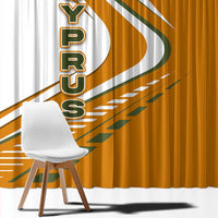 Cyprus Window Curtain with Orange White Abstract Streak Design and Flag Emblem - Wonder Print Shop
