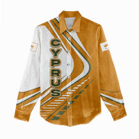 Cyprus Women Casual Shirt with Orange White Abstract Streak Design and Flag Emblem - Wonder Print Shop