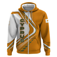 Cyprus Zip Hoodie with Orange White Abstract Streak Design and Flag Emblem - Wonder Print Shop
