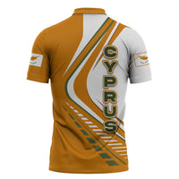 Cyprus Zipper Polo Shirt with Orange White Abstract Streak Design and Flag Emblem - Wonder Print Shop