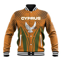 Cyprus Baseball Jacket with Orange Green Grunge Design and Peace Dove Emblem - Wonder Print Shop