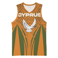 Cyprus Basketball Jersey with Orange Green Grunge Design and Peace Dove Emblem - Wonder Print Shop