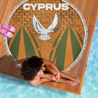 Cyprus Beach Blanket with Orange Green Grunge Design and Peace Dove Emblem - Wonder Print Shop