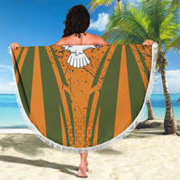Cyprus Beach Blanket with Orange Green Grunge Design and Peace Dove Emblem - Wonder Print Shop