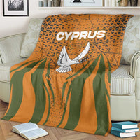 Cyprus Blanket with Orange Green Grunge Design and Peace Dove Emblem - Wonder Print Shop