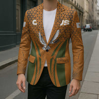 Cyprus Blazer with Orange Green Grunge Design and Peace Dove Emblem - Wonder Print Shop