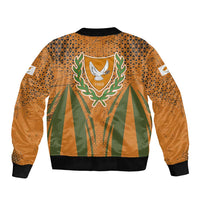 Cyprus Bomber Jacket with Orange Green Grunge Design and Peace Dove Emblem - Wonder Print Shop