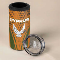 Cyprus 4 in 1 Can Cooler Tumbler with Orange Green Grunge Design and Peace Dove Emblem - Wonder Print Shop