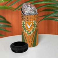 Cyprus 4 in 1 Can Cooler Tumbler with Orange Green Grunge Design and Peace Dove Emblem - Wonder Print Shop