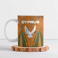 Cyprus Ceramic Mug with Orange Green Grunge Design and Peace Dove Emblem - Wonder Print Shop