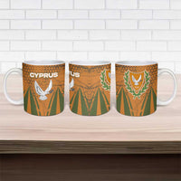 Cyprus Ceramic Mug with Orange Green Grunge Design and Peace Dove Emblem - Wonder Print Shop